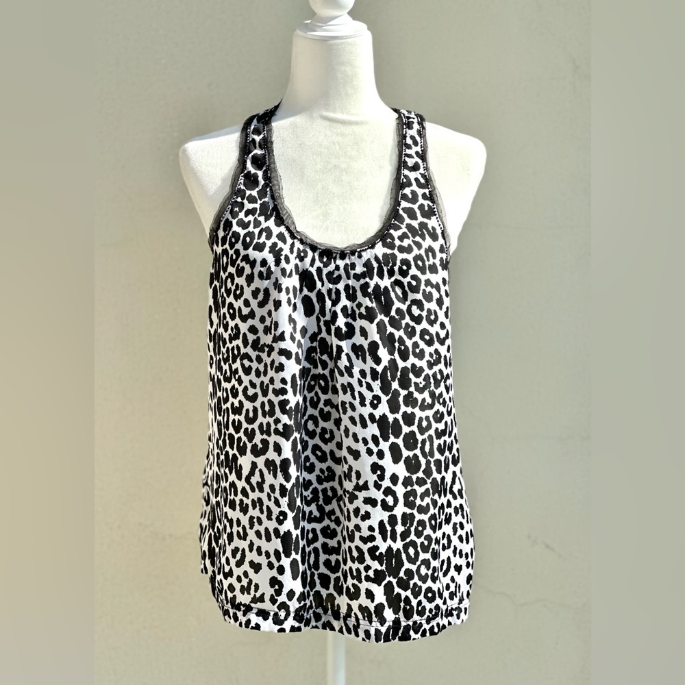 Express Design Studio Bead and Tulle Cheetah Print Tank Top